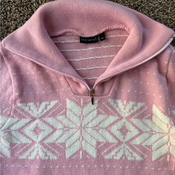 Vintage Blue Seven Pink Fairisle Quarter Zip Pullover Sweater - Picture 4 of 6